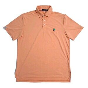 Polo Ralph Lauren RLX Polo Shirt Mens Medium Orange Performance Golf Shamrock